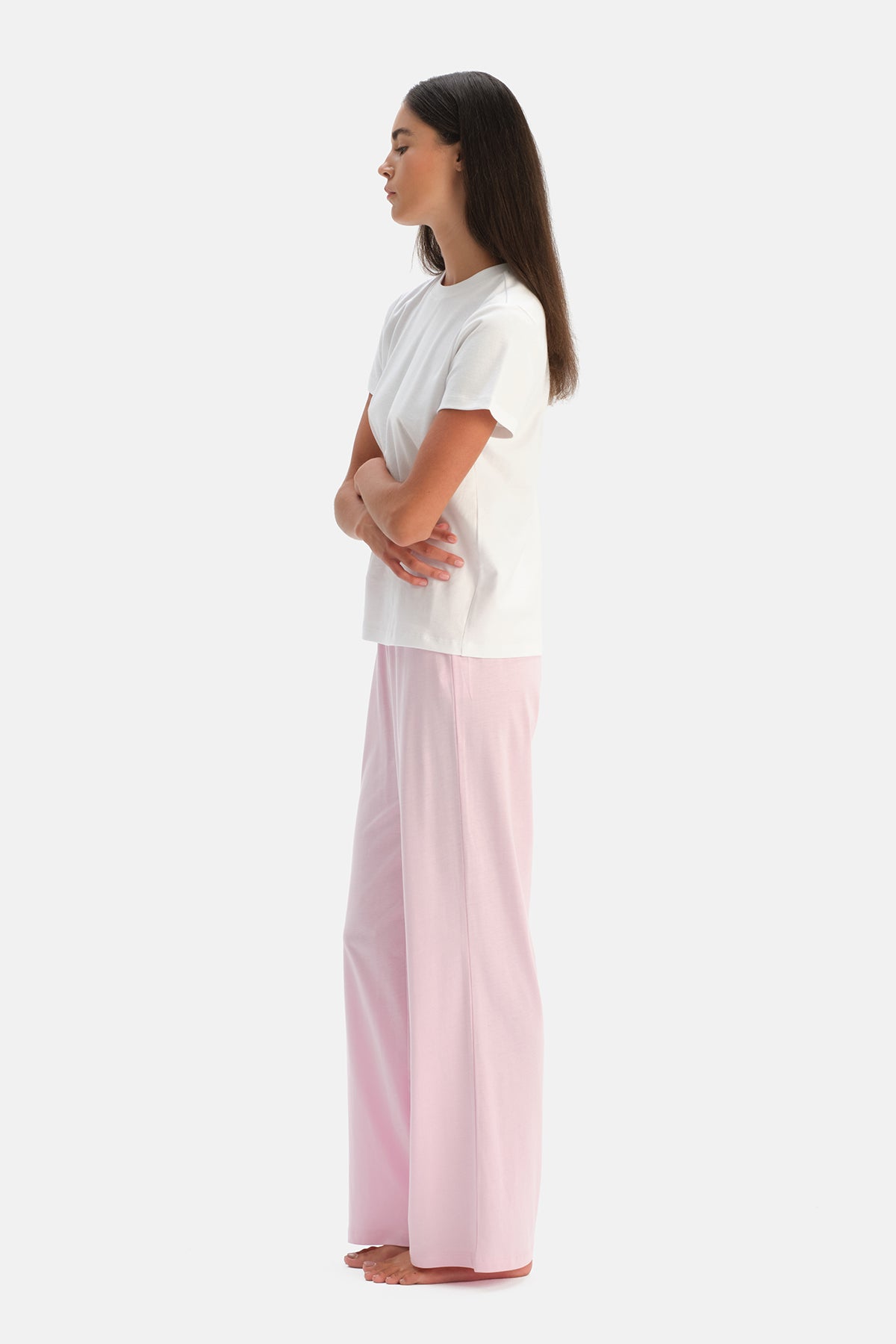 Pembe İkili Örme Pantolon