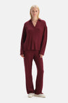 Bordo Örgü Detaylı Pantolon