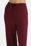 Bordo Örgü Detaylı Pantolon