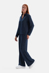 Lacivert Bol Paça Basic Pantolon