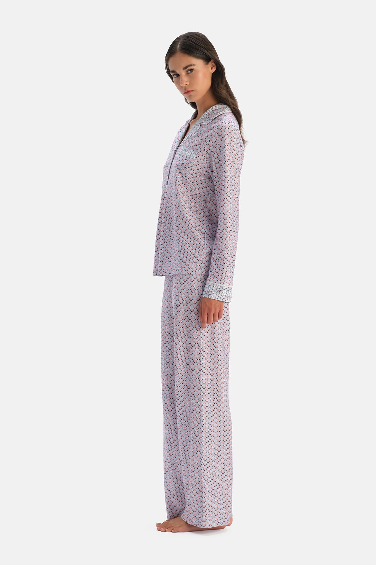 Multicolor Çiçek Desenli Gömlek Pantolon Takım
