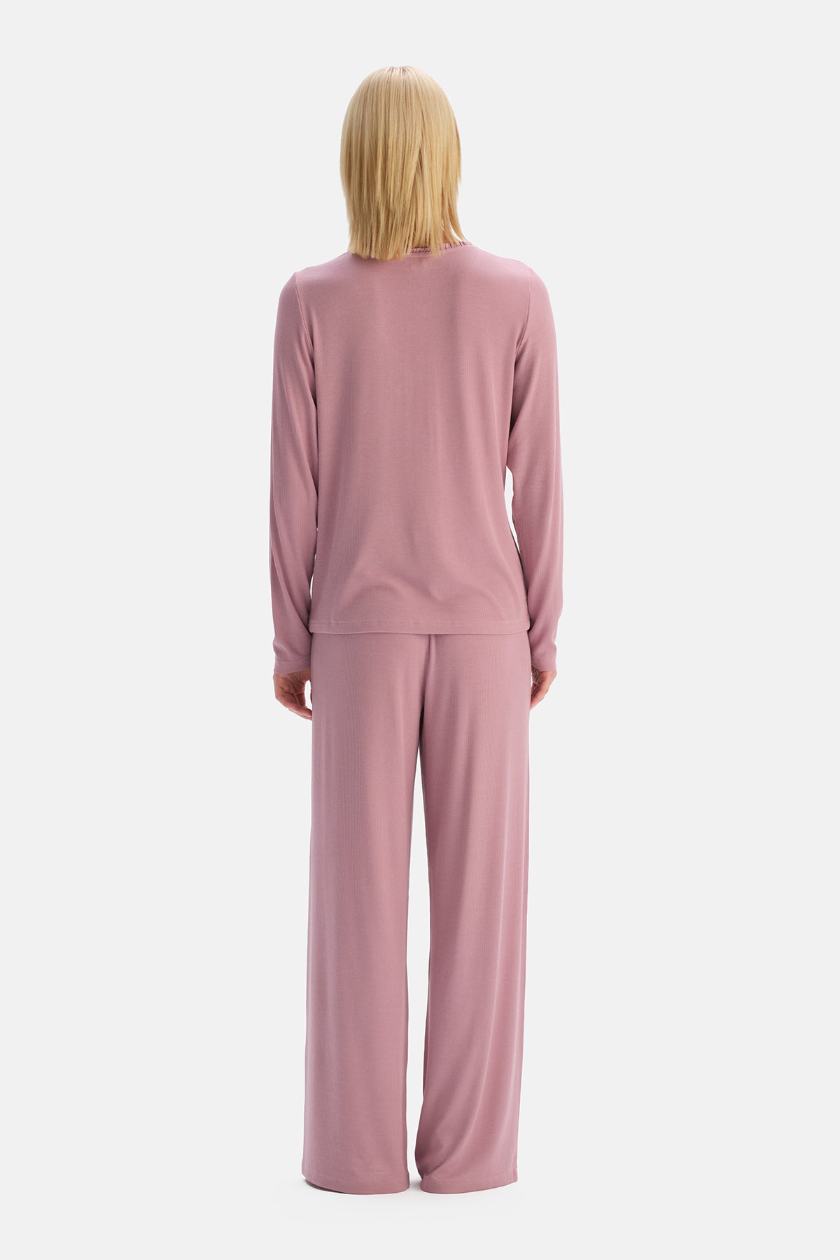 Pembe Viskon Kaşkorse Tişört Pantolon Takım