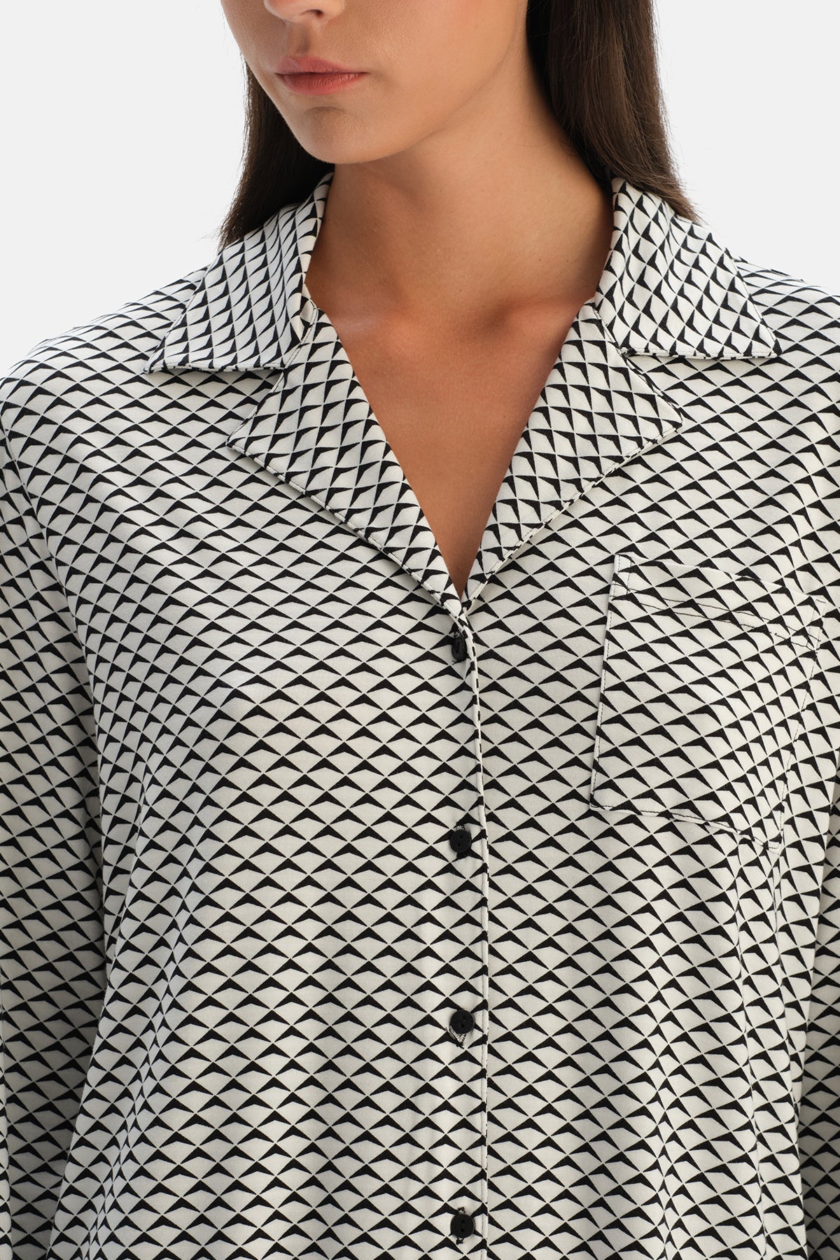 Multicolor Geometrik Baskılı Gömlek Pantolon Takım
