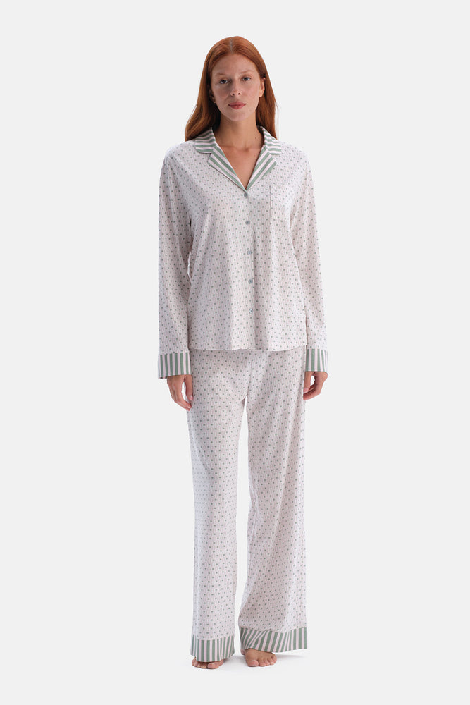 GEOMETRİK DESENLİ GÖMLEK PANTOLON TAKIM