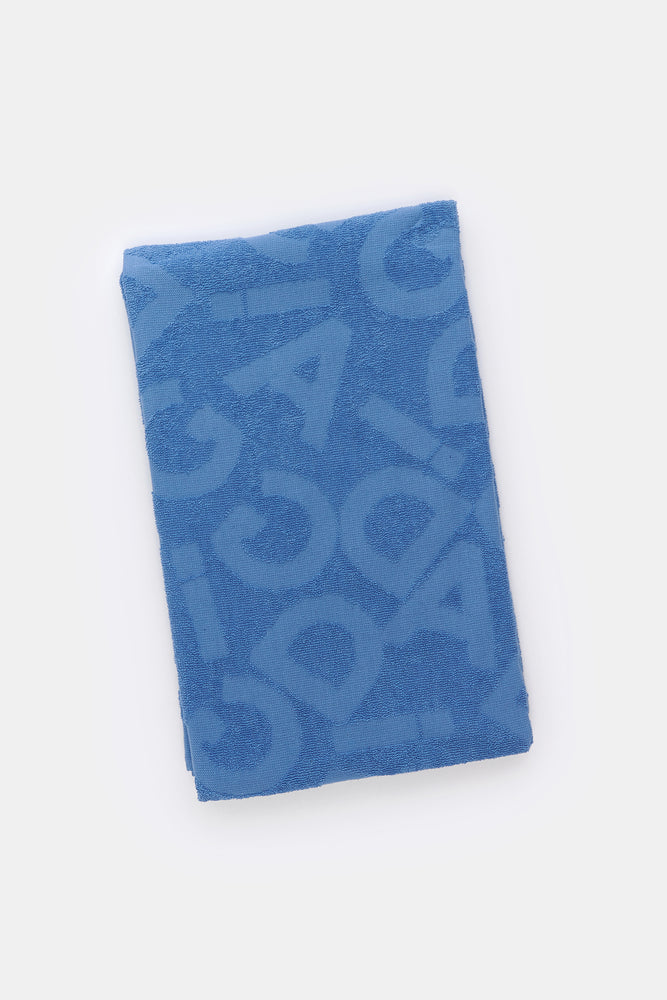 Denim Mavi Dagi Harfli Plaj Havlu