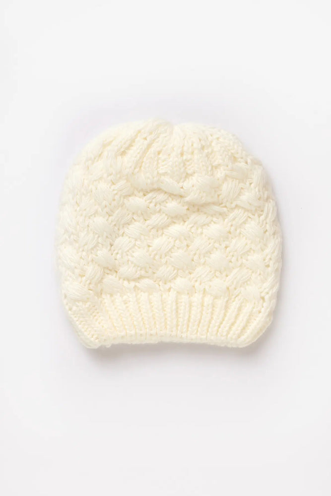 Krem Dga1521 Kız Çocuk Örgü Bere-Pud