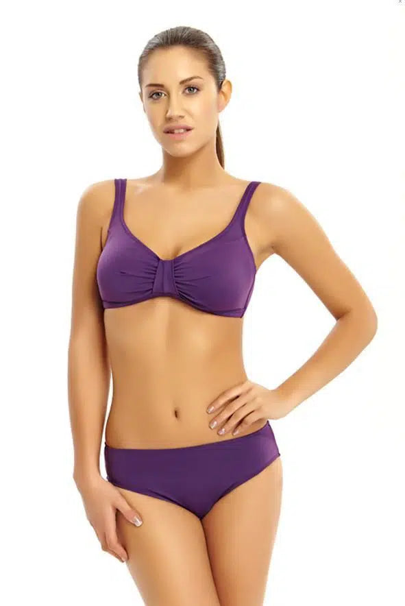 Mor Toparlayıcı Luplu Tek Bikini Üst