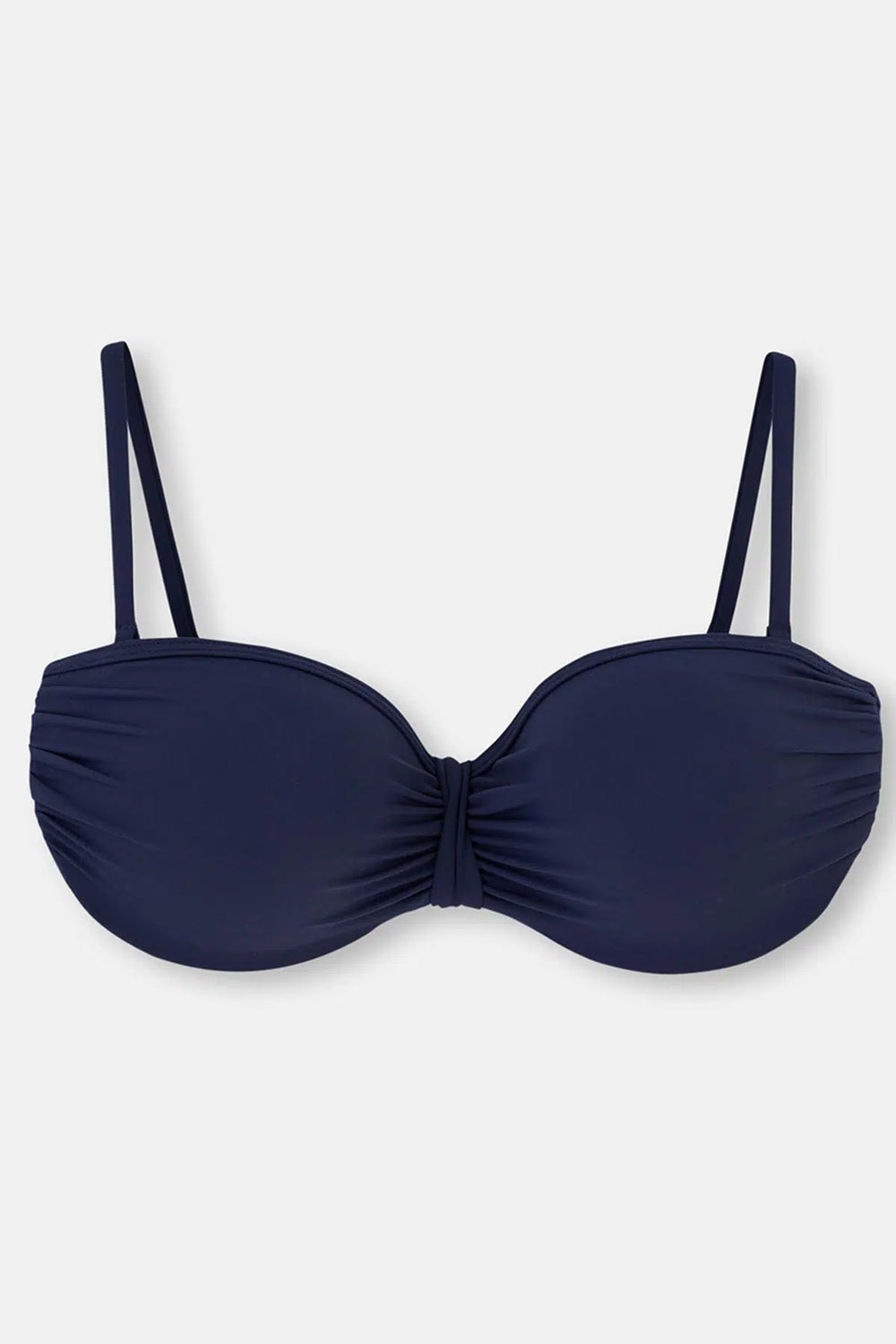 Lacivert Dolgulu Kaplı Luplu Straplez Tek Bikini Üst