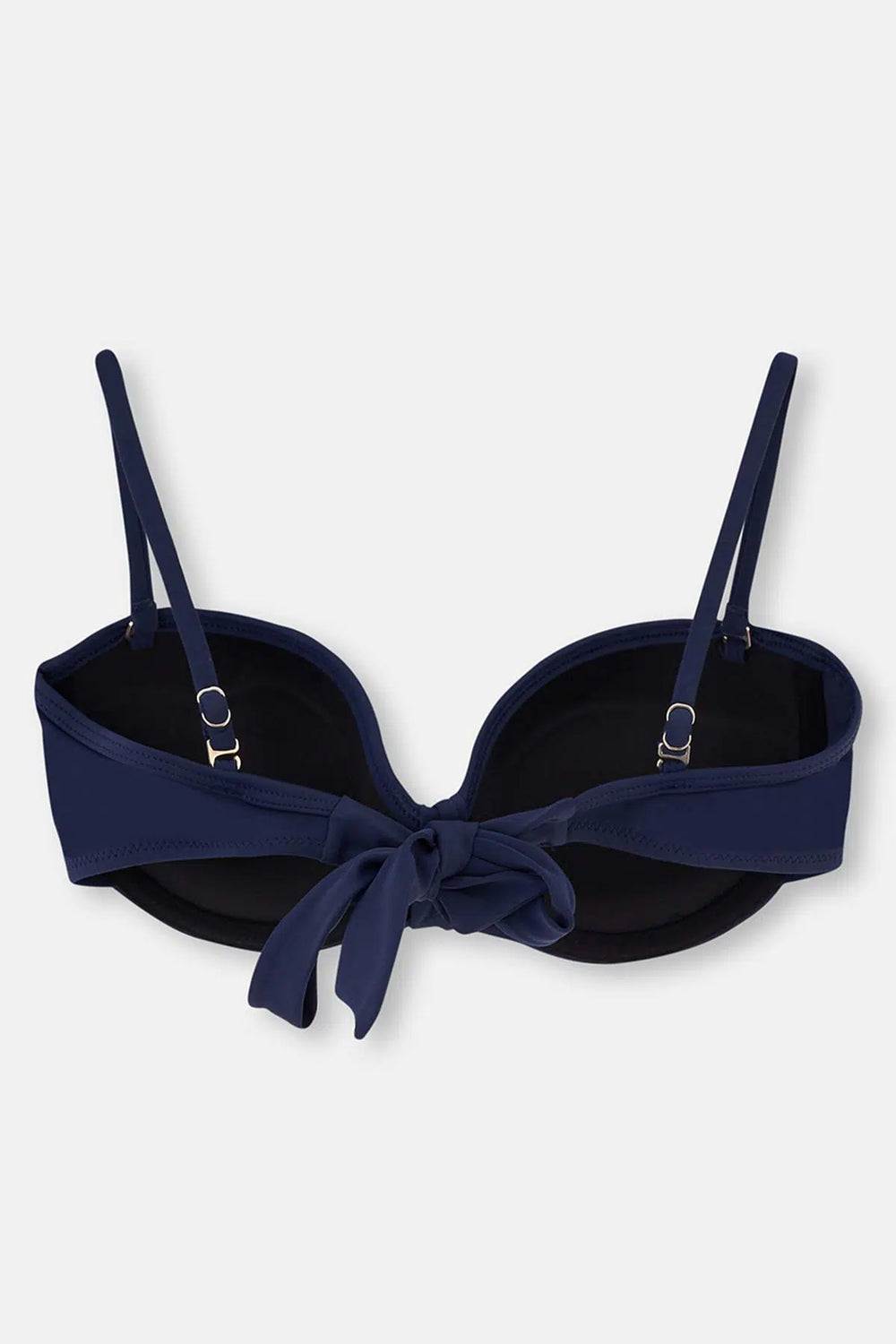 Lacivert Dolgulu Kaplı Luplu Straplez Tek Bikini Üst