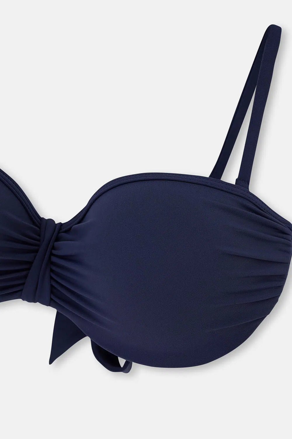 Lacivert Dolgulu Kaplı Luplu Straplez Tek Bikini Üst