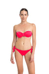 Oranj Dolgulu Kaplı Luplu Straplez Tek Bikini Üst