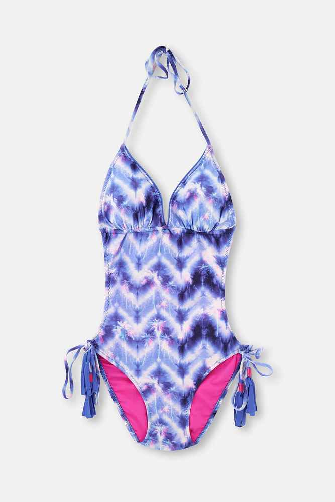 Saks V Yaka Ip Bağlı Püsküllü Dsenli Mayokini