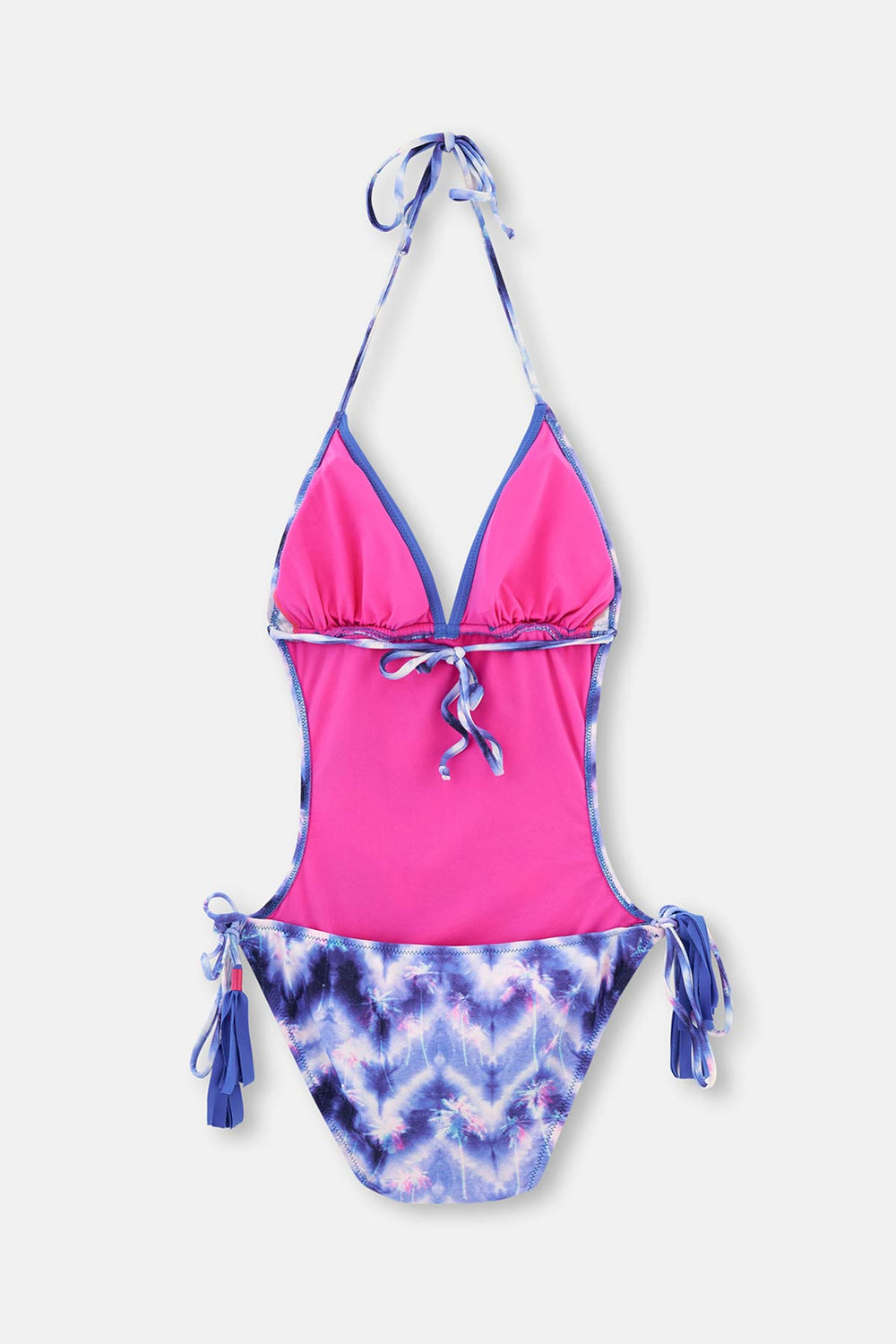 Saks V Yaka Ip Bağlı Püsküllü Dsenli Mayokini