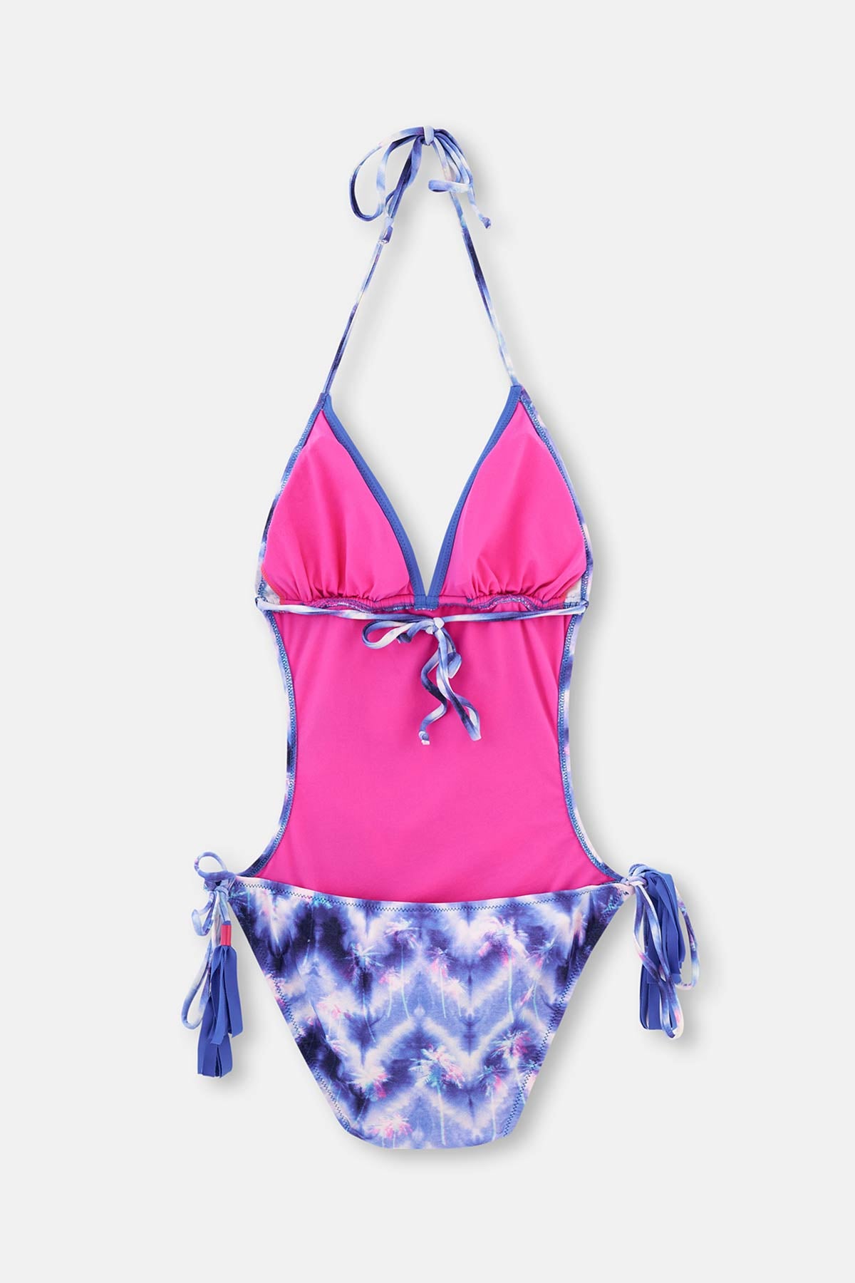 Saks V Yaka Ip Bağlı Püsküllü Dsenli Mayokini