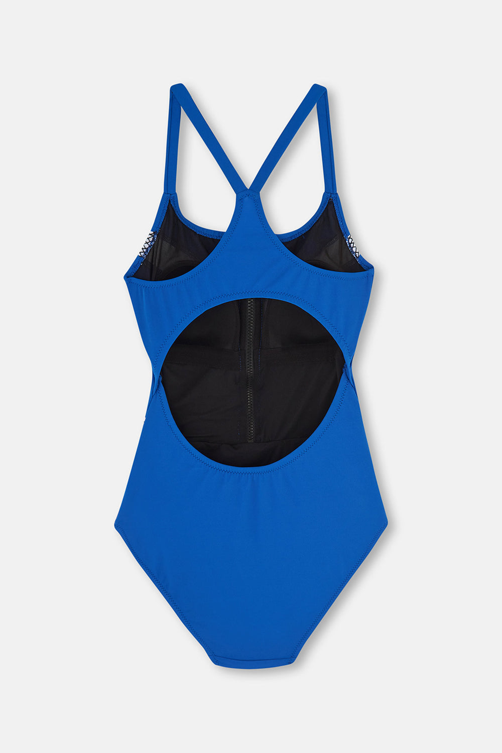 Saks Fermuarlı Örgü Desen Yüzücü Mayo