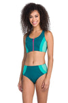 Petrol Yeşili i Fermuarlu Yüzücü Bikini Takımı