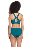 Petrol Yeşili i Fermuarlu Yüzücü Bikini Takımı