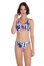 Pembe Çizgili Çiçek Desenli Bağ Detaylı Bikini Takımı