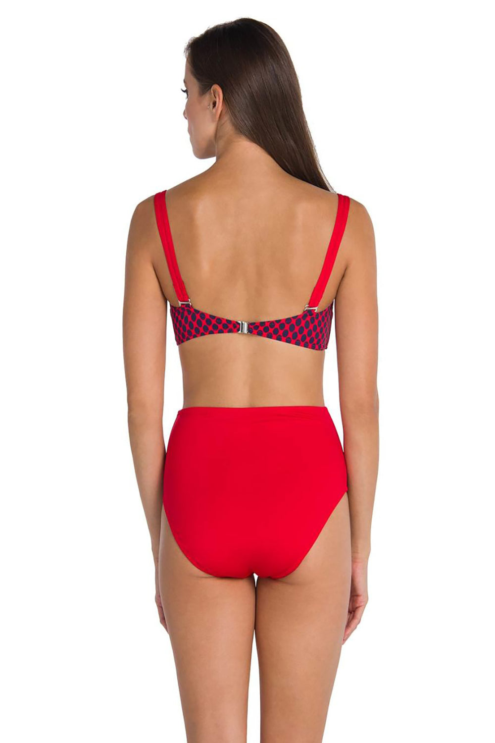 Kırmızı Puantiyeli Parçalı Kaplı Bikini Takımı