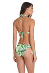 Yeşil Ince Yapraklı Boyun Askı Uzun Üçgen Bikini Takımı