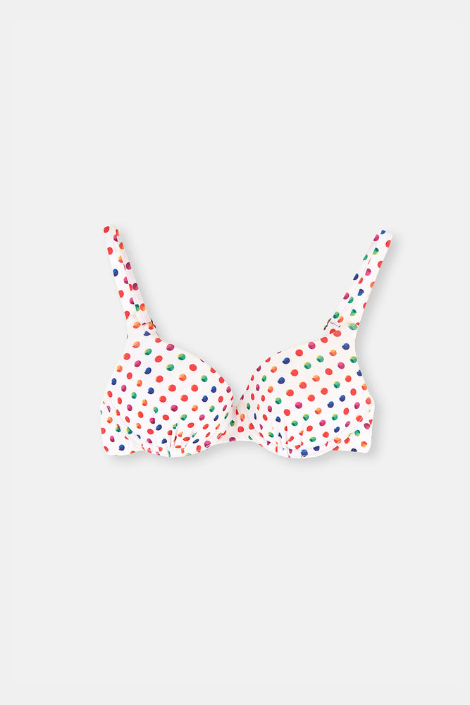 Beyaz Puanlı Kaplı Bikini Üst