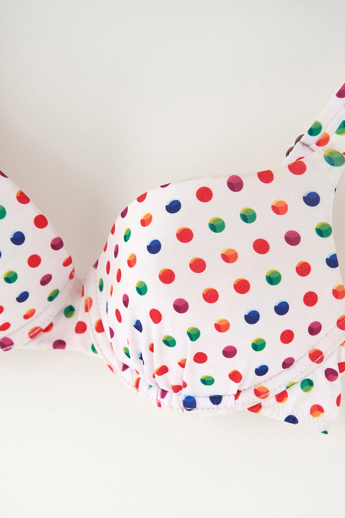 Beyaz Puanlı Kaplı Bikini Üst