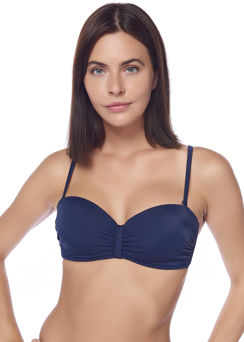 Lacivert 19880Mm Dolgulu Kaplı Straplez Üst-Lc