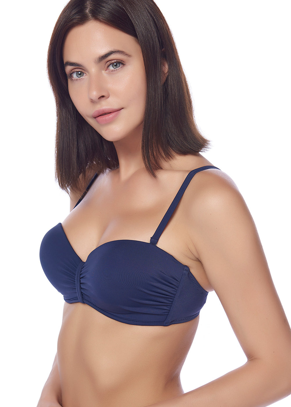 Lacivert 19880Mm Dolgulu Kaplı Straplez Üst-Lc