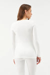 Ekru Yuvarlak Yaka Uzun Kol Kadın Termal Içlik Tek Üst