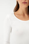 Ekru Yuvarlak Yaka Uzun Kol Kadın Termal Içlik Tek Üst