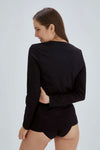 Siyah Yuvarlak Yaka Uzun Kol Kadın Termal Içlik Tek Üst