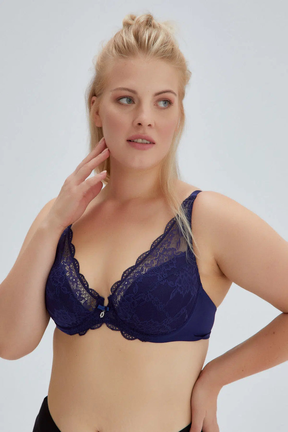 Lacivert Molly Balenli Kaplı Üçgen Sütyen