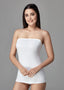 Beyaz Penye Straplez Kadın Atlet