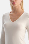 Ekru Modal Kaşmir V Yaka Uzun Kollu Üst