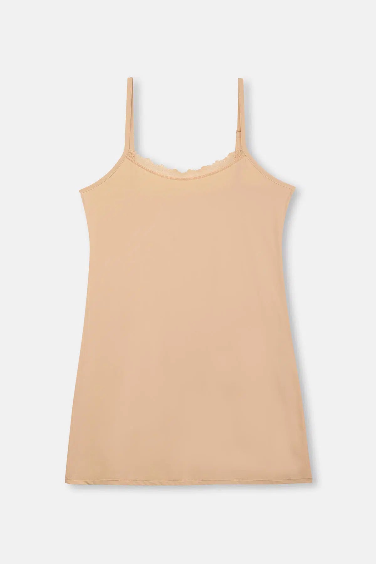 Ten Ince Askılı Dantelli Jupon Elbise