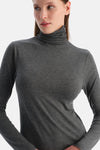 Antrasit Melanj Modal Kaşmir Boğazlı Uzun Kollu Üst