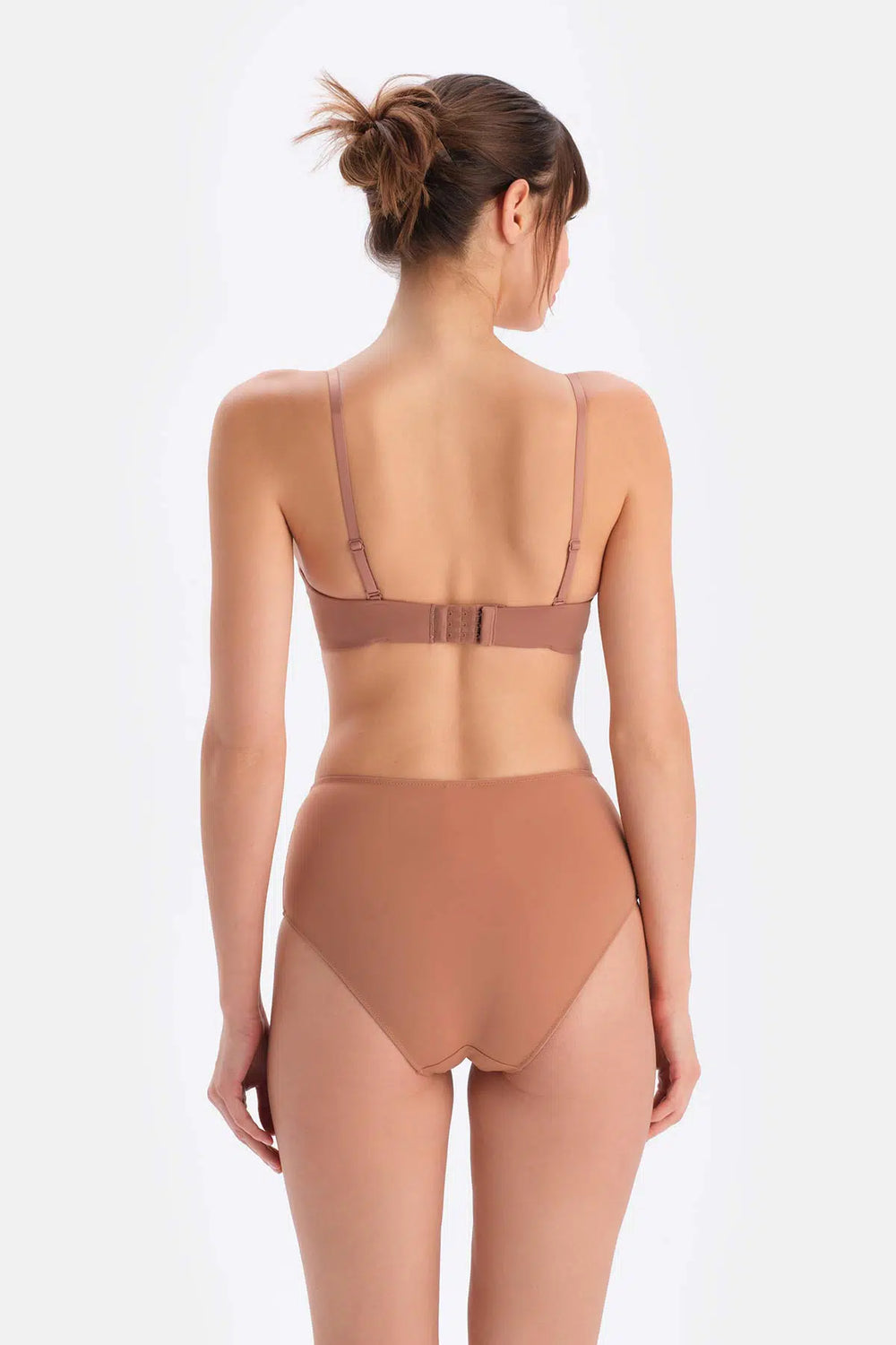 Kahverengi Plumeria Straplez Yarı Dolgulu Sütyen