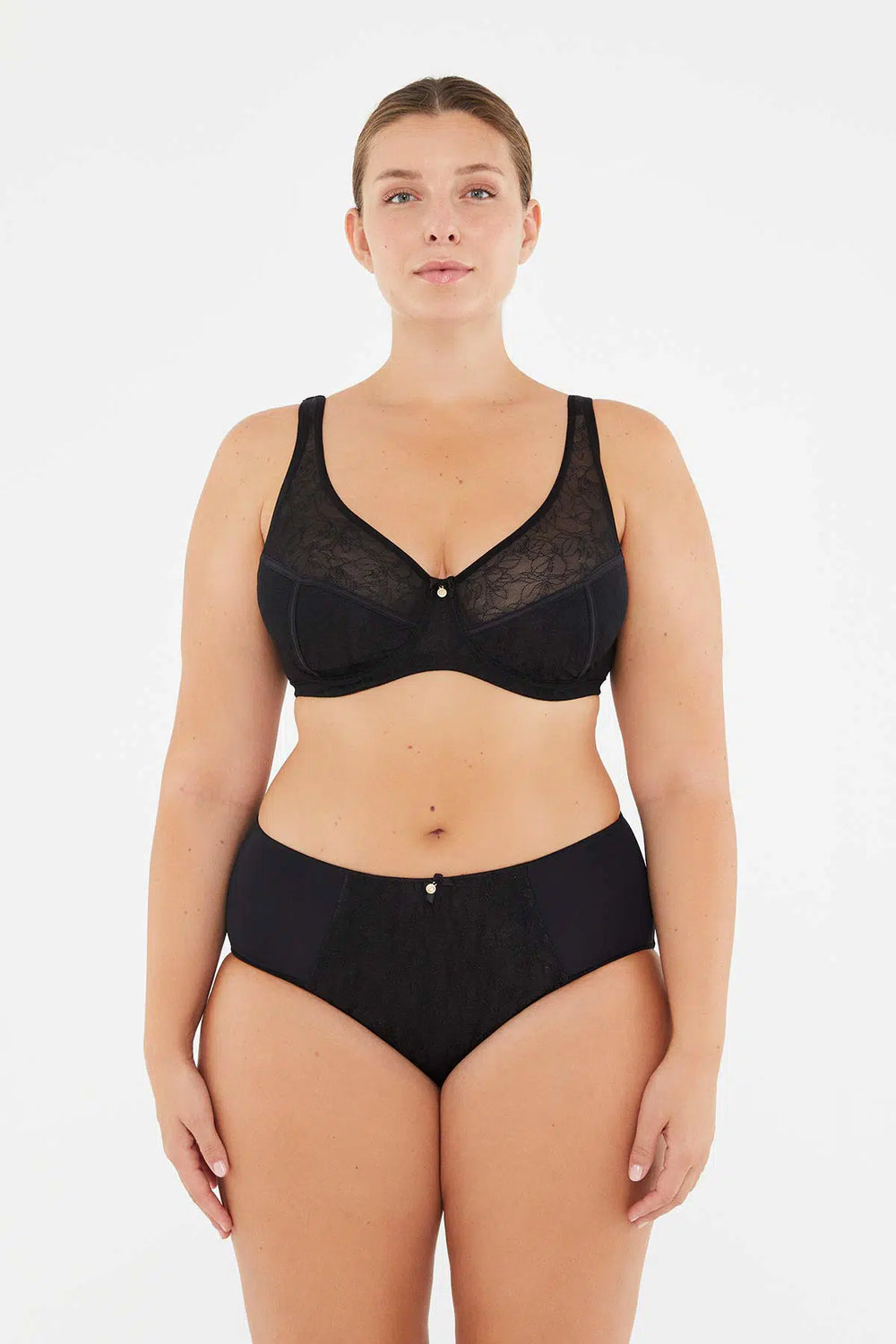 Siyah Olearıa Tül Detaylı Toparlayıcı Sütyen