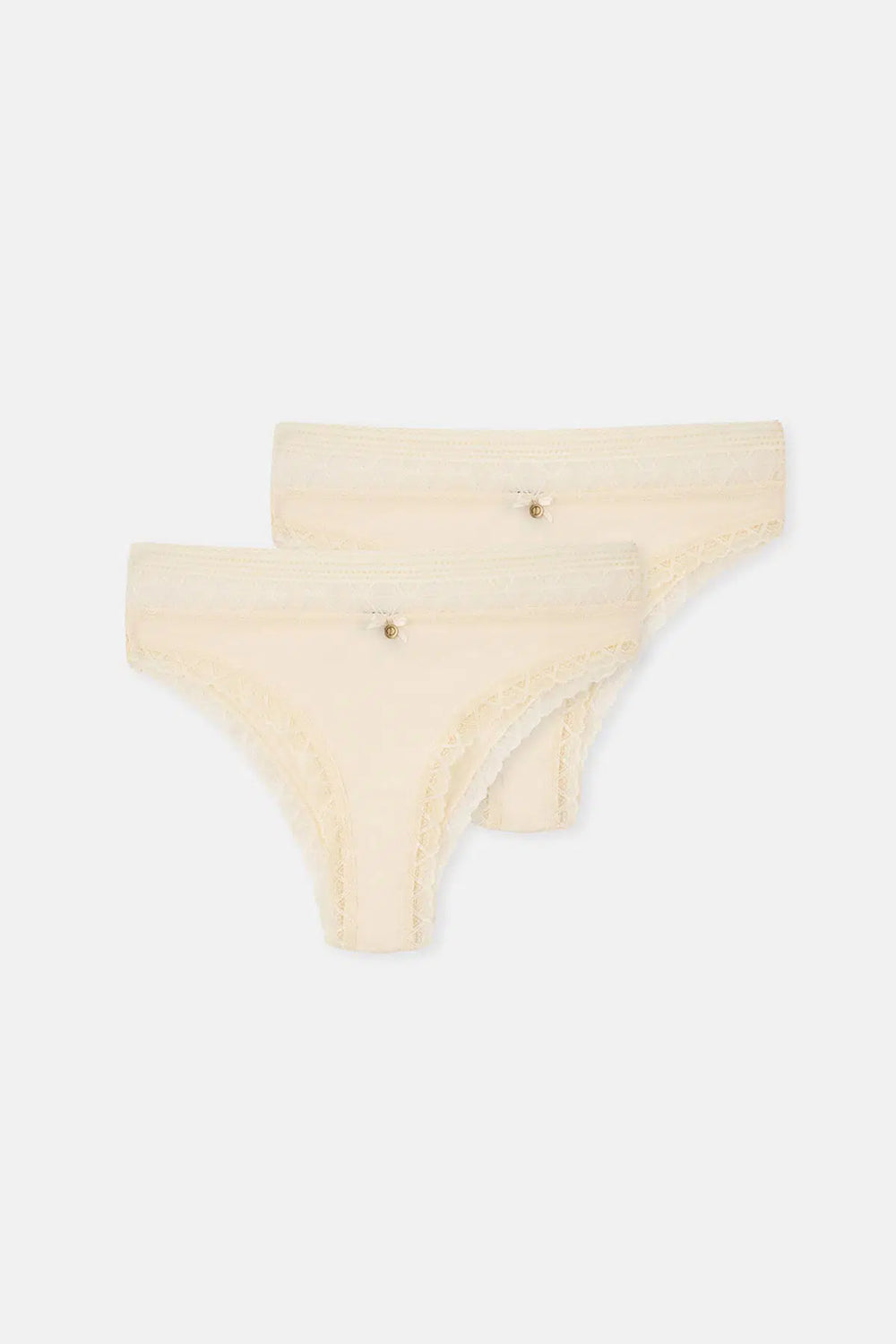 Ekru Aksesuar Detaylı Micro Polyamıde 2'li Brazıllıan