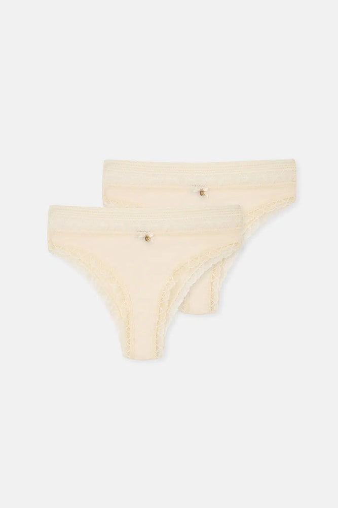 Ekru Aksesuar Detaylı Micro Polyamıde 2'li Brazıllıan