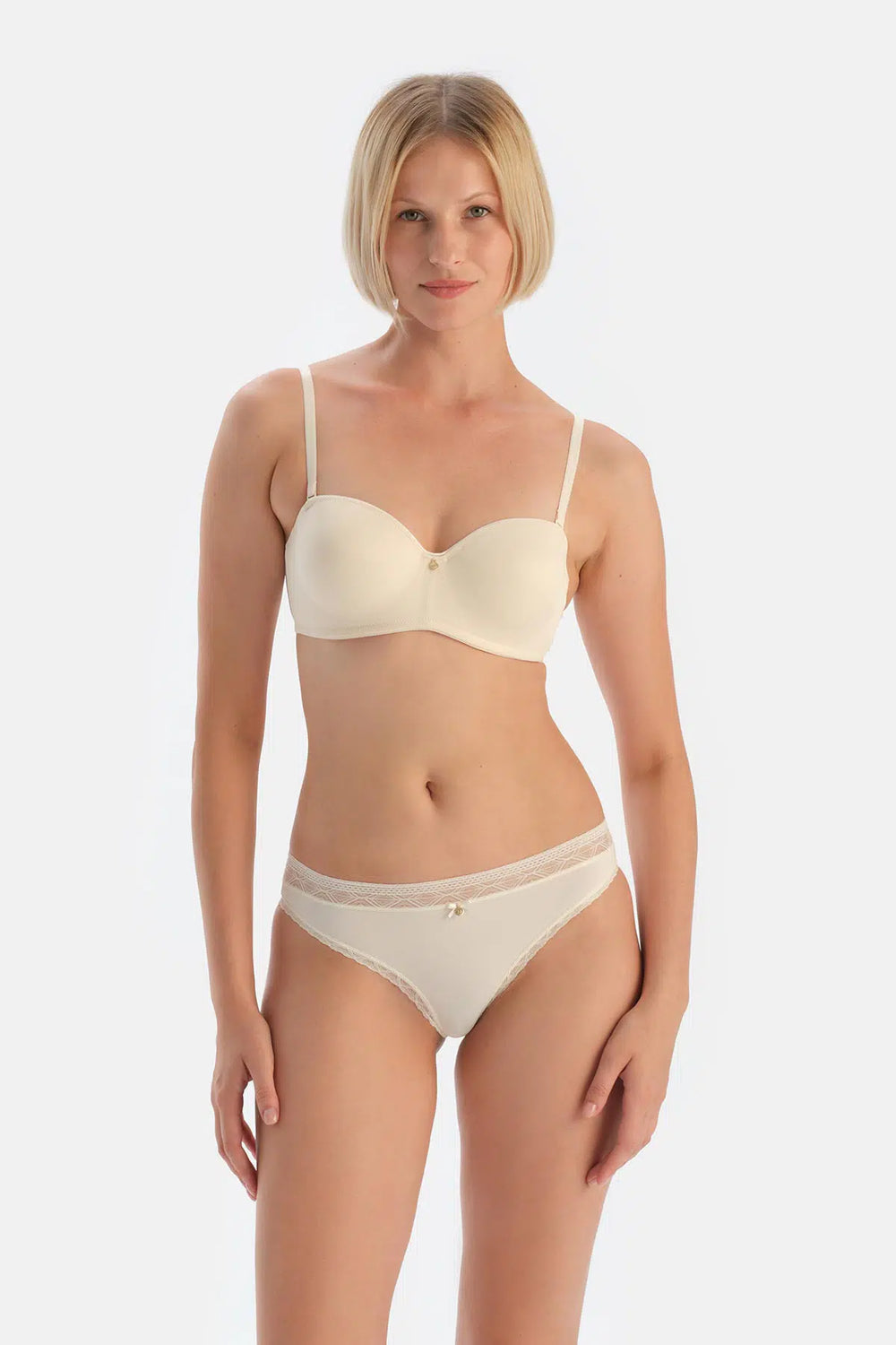 Ekru Aksesuar Detaylı Micro Polyamıde 2'li Brazıllıan