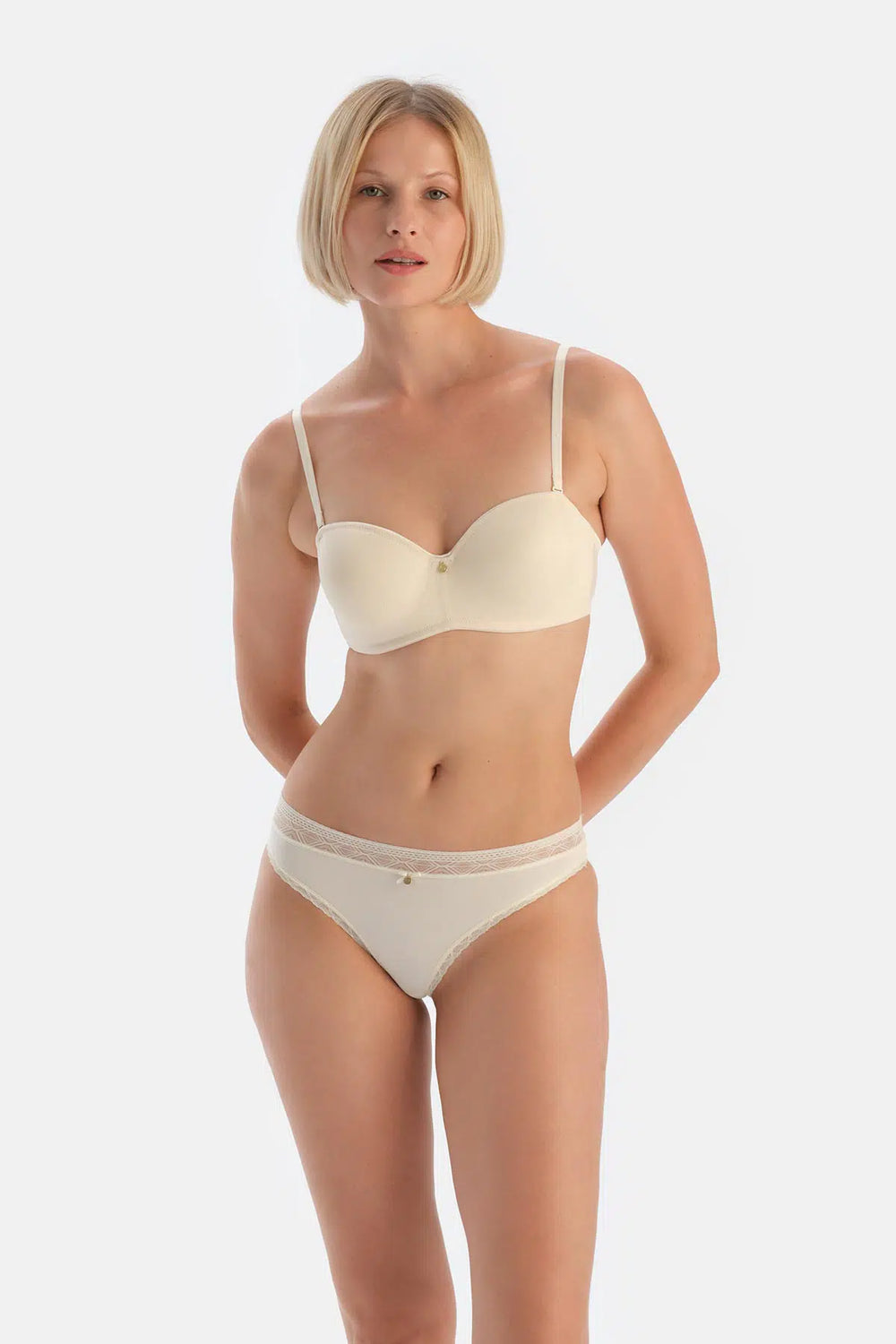 Ekru Aksesuar Detaylı Micro Polyamıde 2'li Brazıllıan