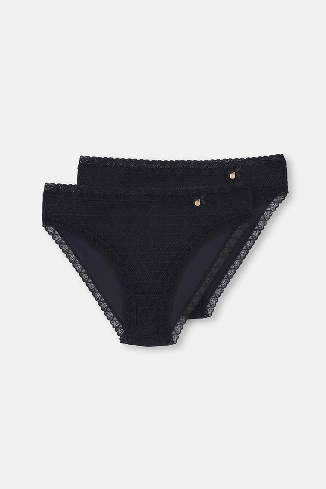 Siyah 2'Li Aksesuar Detaylı Brief Külot