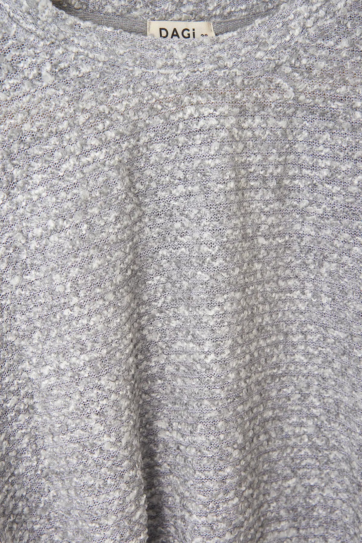 Gri Melanj Akrilik Polyester O Yaka Dökümlü Tek Üst