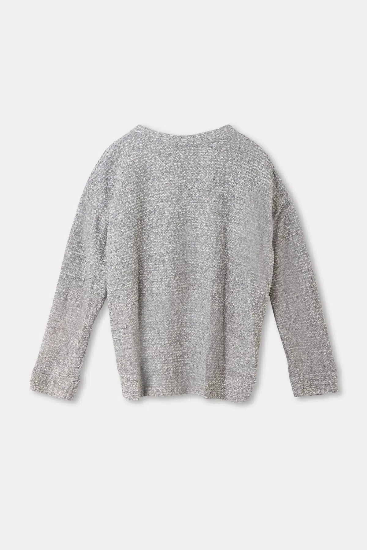 Gri Melanj Akrilik Polyester O Yaka Dökümlü Tek Üst