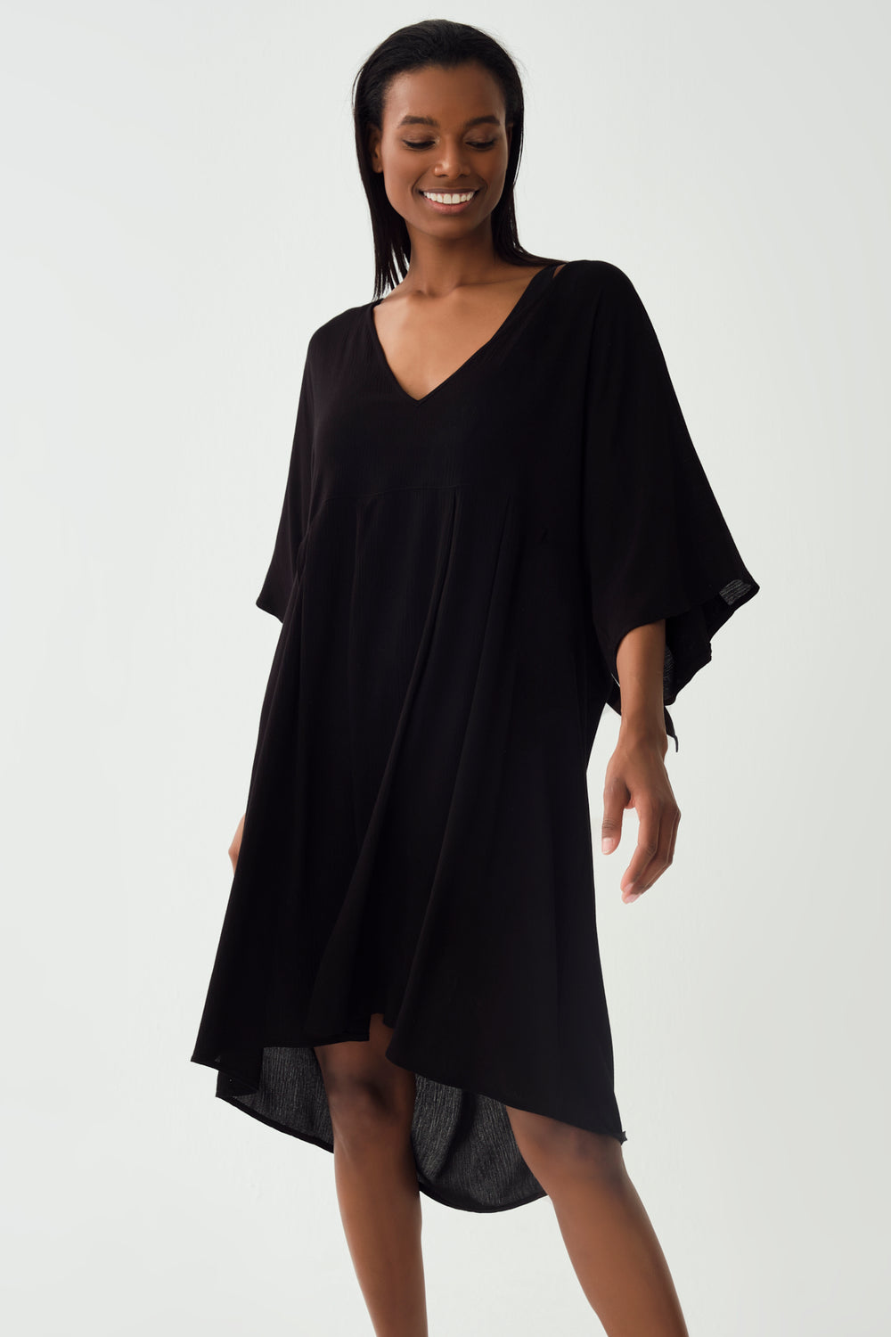 Siyah Krınkıl Elbise Pareo