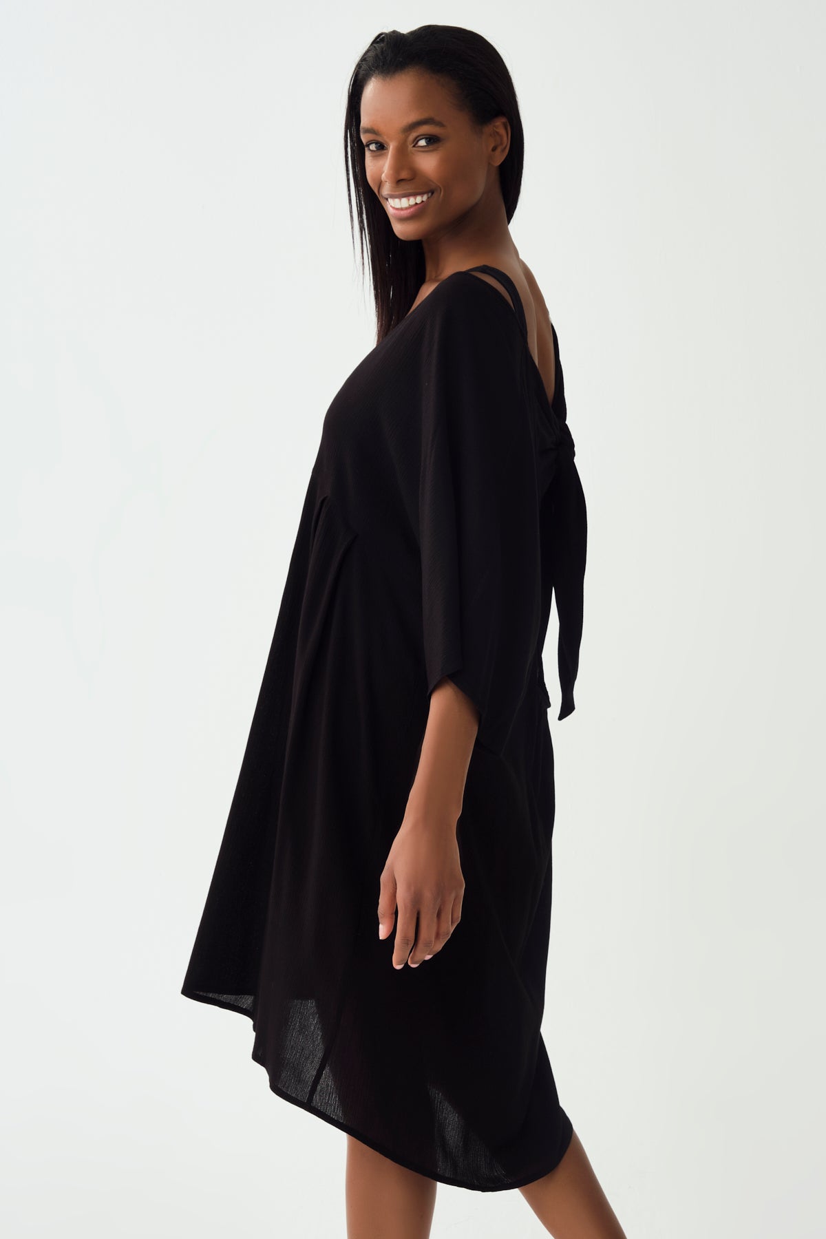 Siyah Krınkıl Elbise Pareo