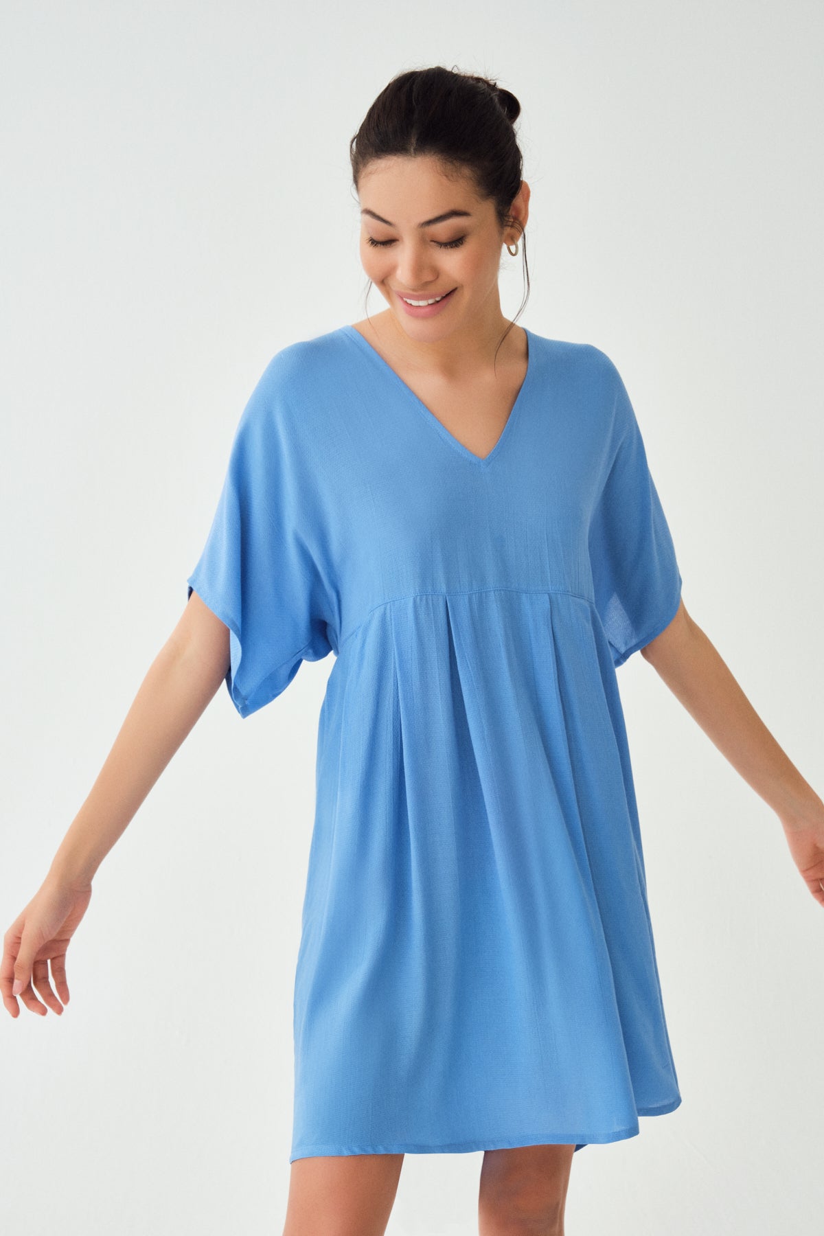 Turkuaz Krınkıl Elbise Pareo