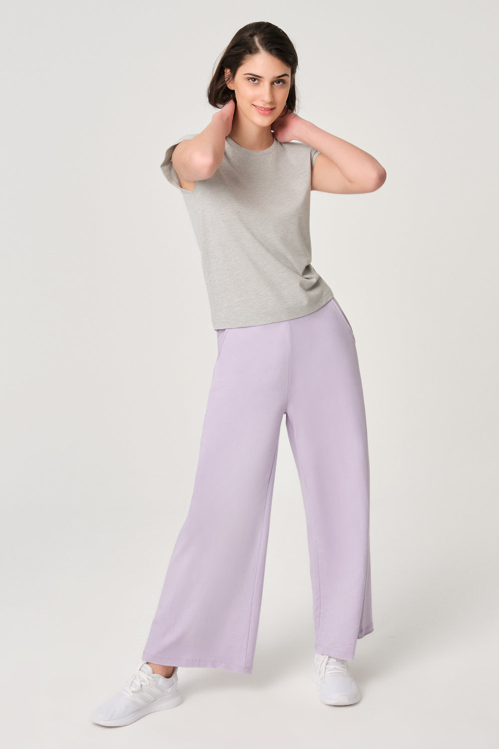 Gri Melanj Bisiklet Yaka Kolsuz T-Shirt