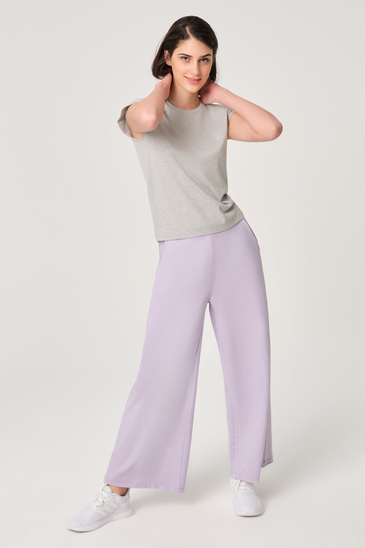 Gri Melanj Bisiklet Yaka Kolsuz T-Shirt